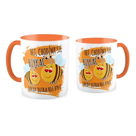 Kubek pomarańczowy MIŁOSNY Hej, chodźmy się bzykać